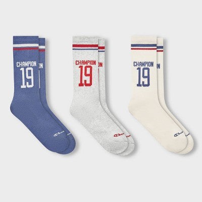 Champion Women's Nineteen 3pk Crew Socks - Blue