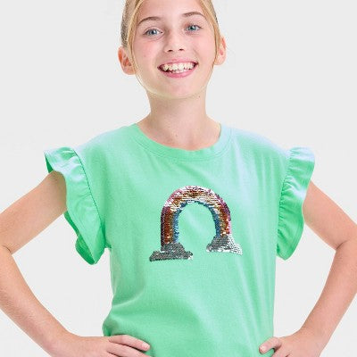 Girls' Short Sleeve 'Rainbow' T-Shirt - Cat & Jack Lime Green S
