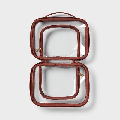 Double Sided Travel Bag - Clear/Brown