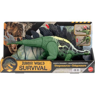 Jurassic World Gigantic Thrashers Stegosaurus Dinosaur Action Figure Toy, 2 Attacks & Evolve Feature