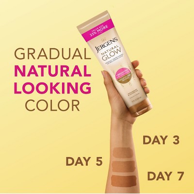 Jergens Natural Glow Brightening Daily Moisturizer + Self Tanner Tanning Lotion - Medium to Deep - 10 fl oz
