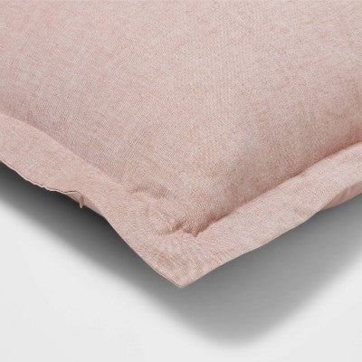 Euro Cotton Linen Blend Chambray Decorative Throw Pillow Terracotta - Threshold: Indoor Square Pillow, Zipper Closure, OEKO-TEX Certified (LOCAL PICKUP ONLY)
