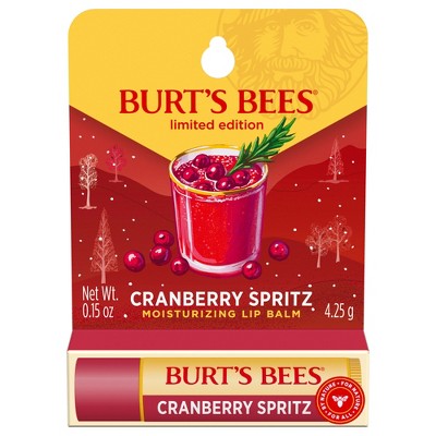 Burt's Bees Holiday Limited Edition Stocking Stuffer Moisturizing Lip Balm - Cranberry Spritz - 0.15oz