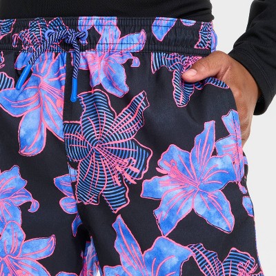 Boys' May Lilies Swim Trunks - art class Black and Purple S
