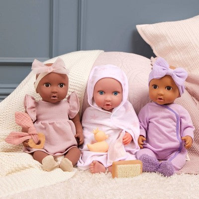 LullaBaby Baby Doll Clothing Set Pink Dress Pajama and Pink Star Bath Towel