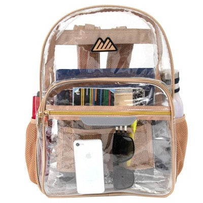 Summit Ridge Clear 18" Backpack with Patch & Printed Straps - Tan