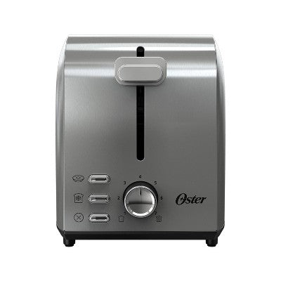 Oster 2-Slice Toaster Stainless Steel With Extra-Wide Slots: Reheat & Bagel Functions, 800W, Spot Clean