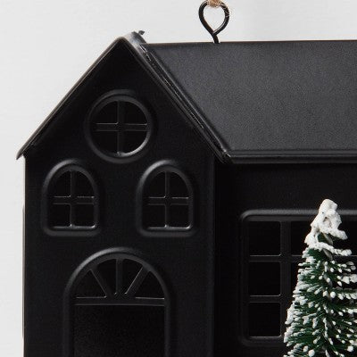 Metal House with Bottle Brush Tree Christmas Tree Ornament Black - Wondershop: Indoor Metal & Plastic Decor, 3.25" Height