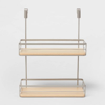 Over the Cabinet Tiered Shelves with Wood Brushed Nickel - Brightroom