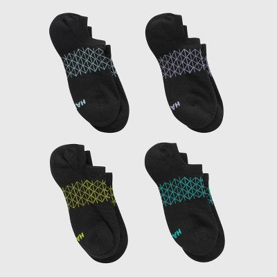 Hanes Women's Absolute Active 4pk Super No Show Socks - Black 5-9: Knit Midweight, Solid Pattern