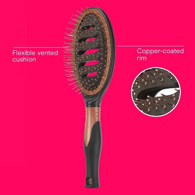 Conair Copper Pro Quick Blow Dry Vented Copper Pin Cushion Vent Hair Brush - All Hair