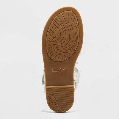 Girls' Aria Bow Sandals - Cat & Jack Silver 13