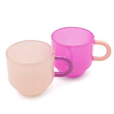 2pk 25oz Glass Mugs Pink - Bullseye's Playground