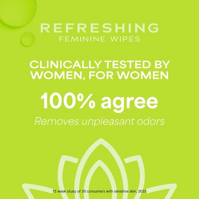 WaterWipes Refreshing Feminine, On-The-Go, pH Friendly for Daily Intimate Care, Odor Removal, Gynecologist Approved, Fragrance Free Wipes - 28ct