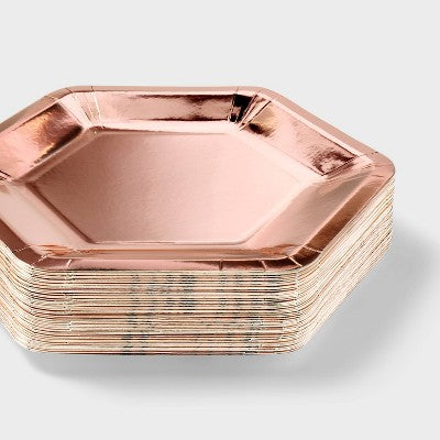 50ct Rose Gold Snack Plates - Spritz