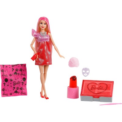 Barbie Party Unboxed Glam Party Series Red Sparkle Doll & Accessories with 10 Surprises