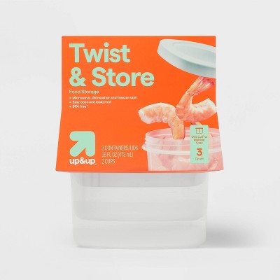 Twist & Store Round Food Storage Containers - 16 fl oz/3ct - up&up: Stackable Design, BPA-Free, Polypropylene Material