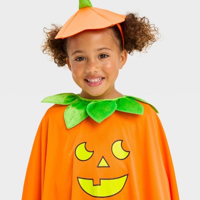2pc Toddler Blacklight Responsive Pumpkin Poncho Halloween Costume Kit - Hyde and EEK! Boutique