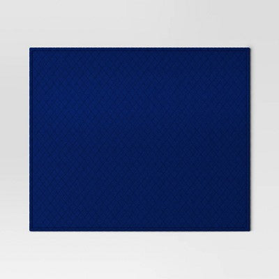Quilted Jersey Throw Blanket with Faux Shearling Reverse Heathered Cobalt Blue - Room Essentials