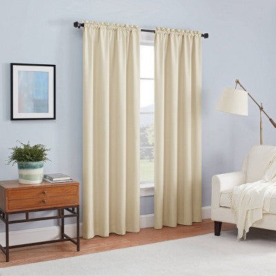 1pc 42"x95" Blackout Braxton Thermaback Window Curtain Panel Khaki - Eclipse: Thermal Insulated, Modern Decor