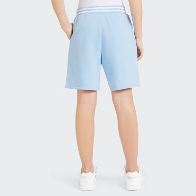 Champion Girls' Loose Fit French Terry Shorts - Light Blue M