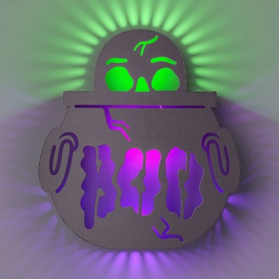 12" Cauldron/Boo Backlit Sign with Purple and Green LEDs - Hyde and EEK! Boutique