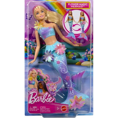 Barbie Flower Magic Mermaid Toy Doll with Surprise Blooming Flowers Feature, Long Blonde Hair with Pink Highlights
