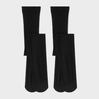 Girls' 2pk Nylon Dance Tights - Cat & Jack Black M: High Waisted, Opaque, Knit, Elastic Waistband