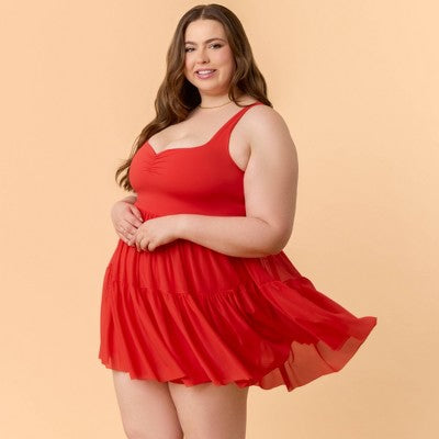 Blogilates Women's Sweetheart Babydoll Dress - Red X
