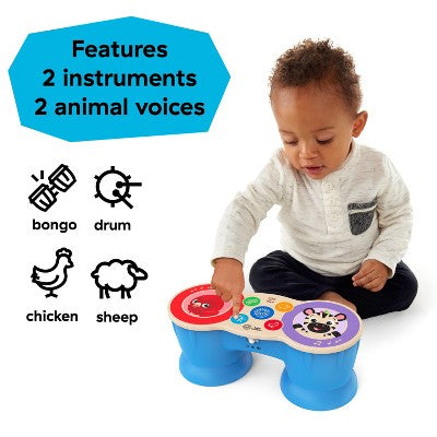 Baby Einstein Upbeat Tunes Magic Touch Wooden Drum Musical Toy: Volume Control, Shapes and Colors Learning