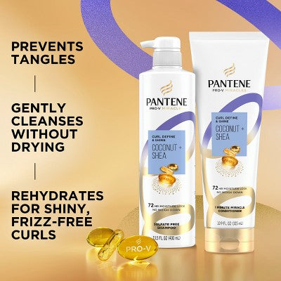 Pantene Pro-V Miracles Curl Defining Coconut + Shea Shampoo Sulfate Free - 10.9 fl oz