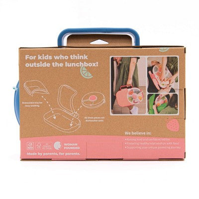 GoBe Kids' 2-in-1 Bento Style Lunchbox with Small Snack Spinner Flip - Blueberry Blue: Hard Sided, BPA-Free