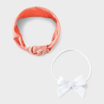 Baby Girls' 2pk Knit Gauze Headwrap - Cloud Island Pink 0-12M