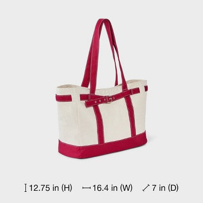 Canvas Large Belted Tote Bag - Universal Thread Red