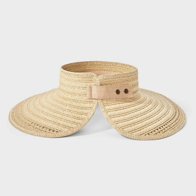 Packable Straw Essential Visor Hat - Shade & Shore Off-White: UPF 50+, Midweight, Woven Sun Protection