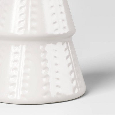 8" Christmas Ceramic Tree Shaped Decor White - Wondershop