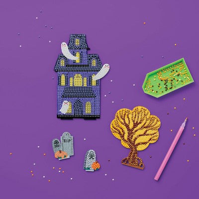 Halloween Craft Glow Haunted House Gem Art Scene Kit - Mondo Llama
