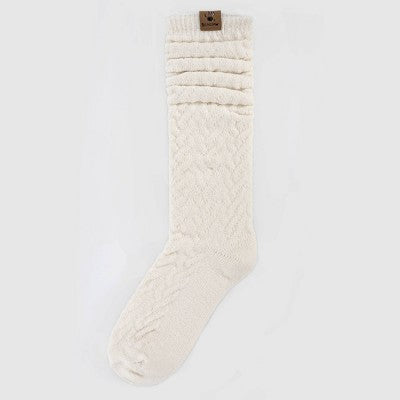 Bearpaw Women's Large Cable Boot Socks - Ivory 5-10