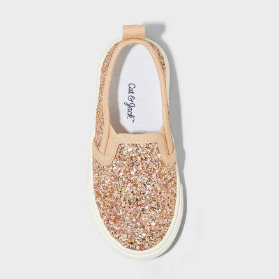 Girls Madigan Slip-On Glitter Sneakers Cat & Jack Rose Gold 12T