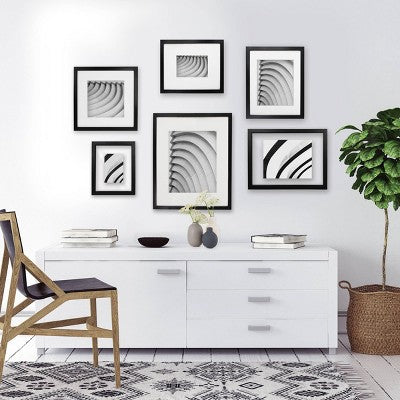 9"x11" Single Picture Float Frame Black - Threshold: Modern Wall Decor, MDF, Glass Pane
