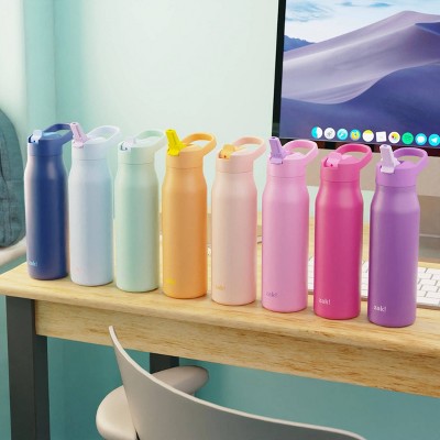 Zak Designs 20 fl oz Stainless Steel Tranquility Straw Bottle - Blush