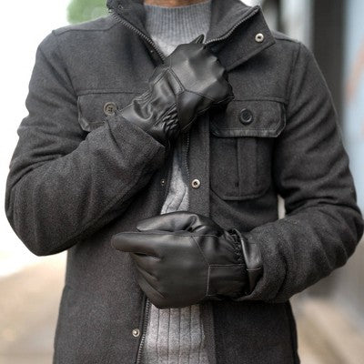 Isotoner Men's Stretch Leather Gloves - Dark Brown M