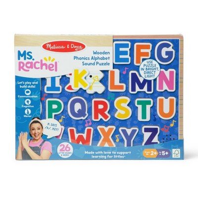 Melissa & Doug Ms. Rachel Wooden Phonics Alphabet Sound Puzzle with Light-Activated Sound Effects, 26-Piece: Educational Aid