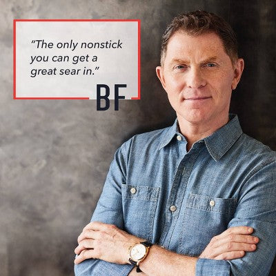 Bobby Flay 2pk (8" and 10") Ceramic Nonstick Aluminum Fry Pan Set Oxford Blue: Lifetime Warranty, Dishwasher-Safe Cookware