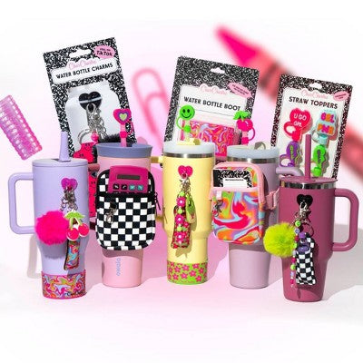 CharCharms 4pk Straw Toppers Pink
