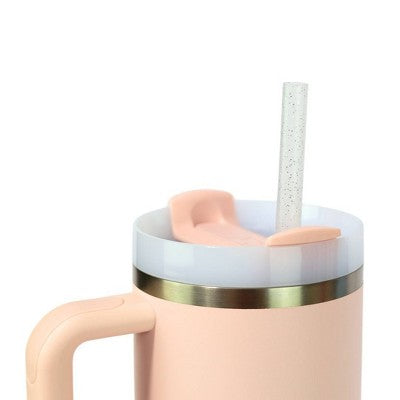 CharCharms 6pk 30oz Glitter Water Bottle Straws: BPA-Free Polypropylene, Dishwasher-Safe, Pink Drinkware Accessory