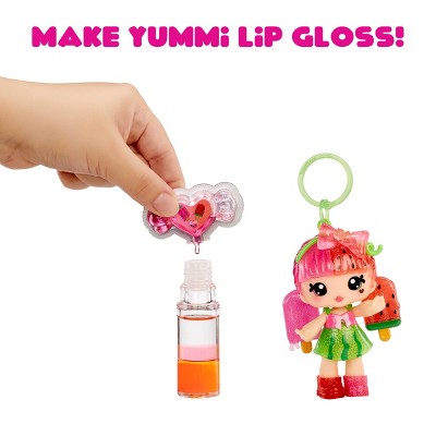 Yummiland Lip Gloss Doll: Mystery Color Change - Poppy Melonberry Includes DIY Lip Gloss + Removable Keychain