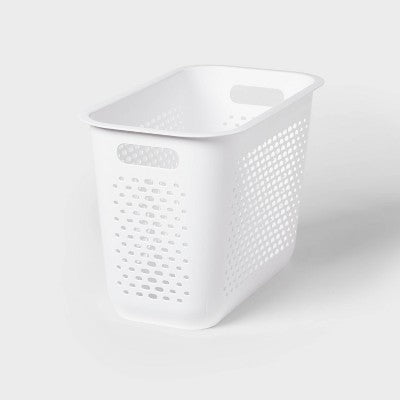 Narrow Large Decorative Plastic Bin White - Brightroom: Modern Storage with Cut-Out Handles, 13" Cube Compatible