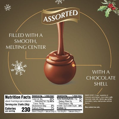 LINDOR, Lindt Gold Assorted Christmas Chocolate Candy Truffles - 5.1oz
