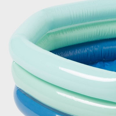 5.91'' x 1.97'' x 7.87'' Mini 3 Ring Pool 43 gal Oval Kiddie Pool Blue - Sun Squad: Inflatable Kids Pool